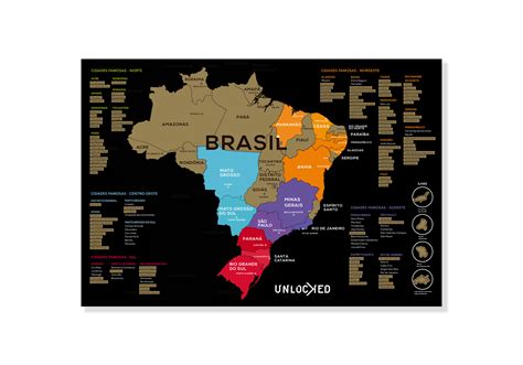 Mapa Do Brasil De Raspar Unlocked Pequeno 60x42CM Unlocked Mapa De