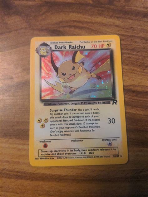 Pokemon Tcg Dark Raichu Team Rocket Set Holo Rare Card Mp Vintage