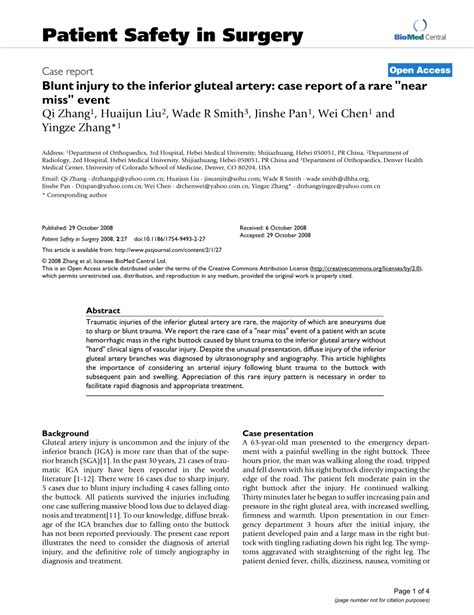 (PDF) Blunt injury to the inferior gluteal artery: case report of a ...