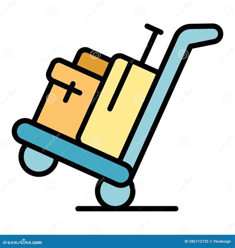 Travel Bag Cart Icon Vector Flat Stock Illustration Illustration Of