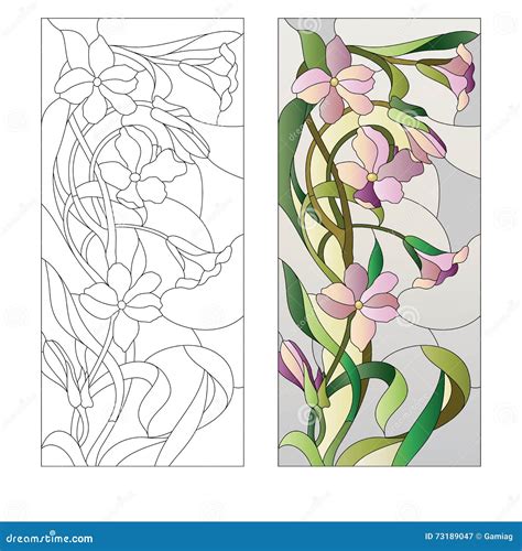 Floral Stained Glass Pattern Stock Vector Illustration Of Glass Decorative 73189047