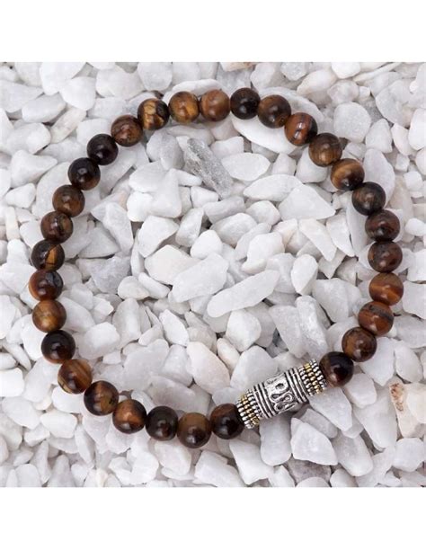 Pulsera Ojo De Tigre Para Hombre Y Mujer Con Dije Tibetano De Metal