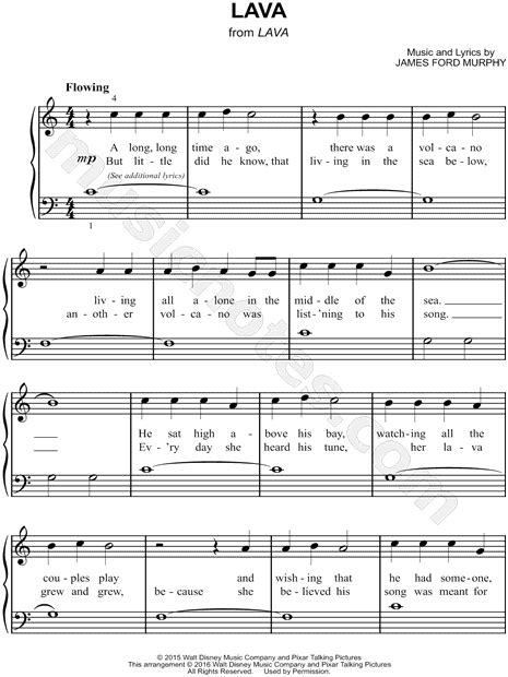 "Lava" from 'Lava (Pixar Short)' Sheet Music (Easy Piano) in C Major ...