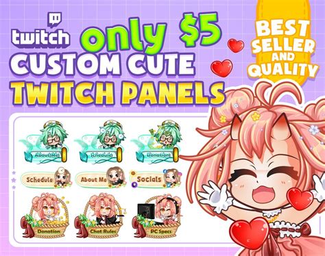 Custom Chibi Cute Twitch Panels For Your Stream Personalized Etsy