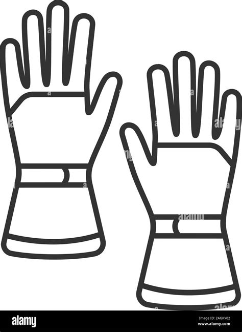 Winter ski gloves linear icon. Thin line illustration. Snowproof gloves. Contour symbol. Vector ...