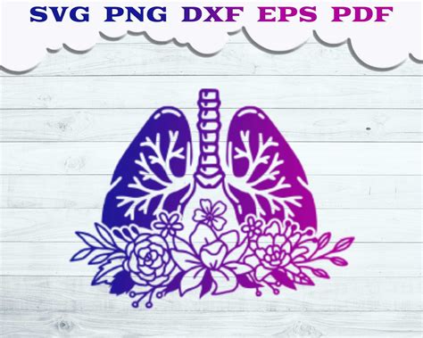 Floral Lung Svg Human Lung Svg Lungs Svg Flower Lung Svg Etsy