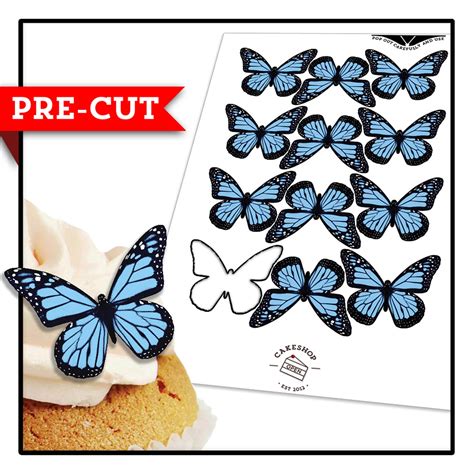 Buy Cakeshop 12 X Pre Cut Light Blue Edible Butterfly Cake Toppers