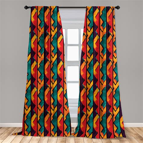 Modern Curtains 2 Panels Set Geometric Modern Art Design With Black