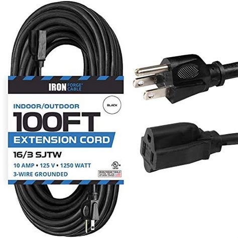 Iron Forge Cable Tools Ft Black Extension Cord Durable