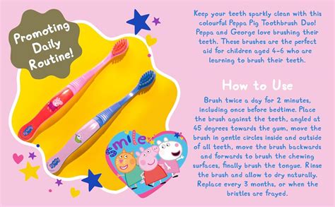 My Teeth Time Peppa Pig Toothbrush Duo Dental Care For 4 6 Year Olds