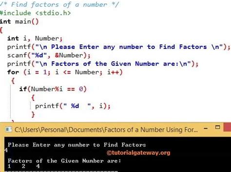 C Program To Find Factors Of A Number