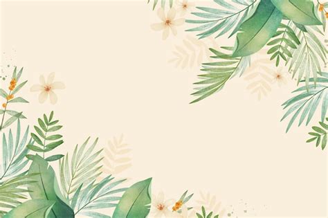 Fundo de folhas tropicais em aquarela pintada à mão Vetor Premium