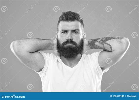 The Beard Staying In Fashion Brutal Man With Long Beard Hair And