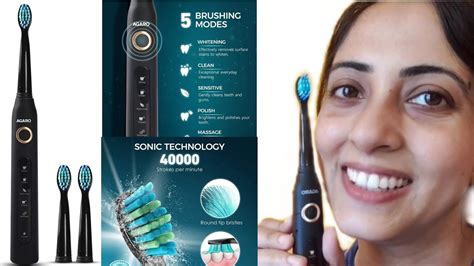 Agaro Cosmic Sonic Electric Toothbrush With 5 Brushing Modes 3 Brush