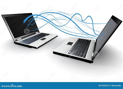 Two Laptops Communicating Wirelessly Stock Illustration Illustration