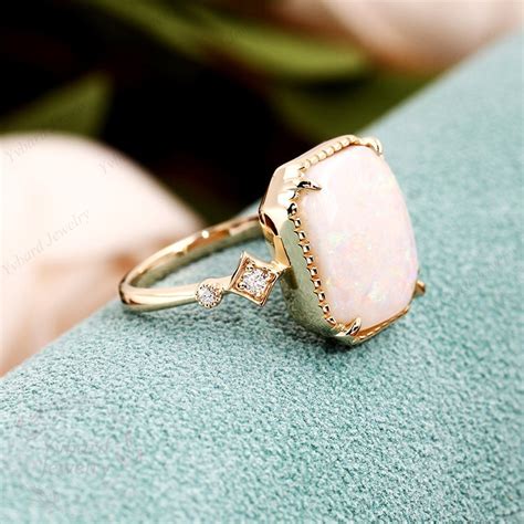 Ct Opal Verlobungsring Vintage K Gelbgold Moissanit Art Etsy De