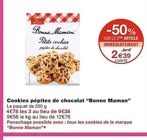 Promo Cookies P Pites De Chocolat Bonne Maman Chez Monoprix