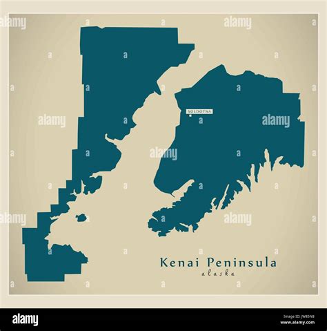 Modern Map Kenai Peninsula Alaska County Usa Illustration Stock