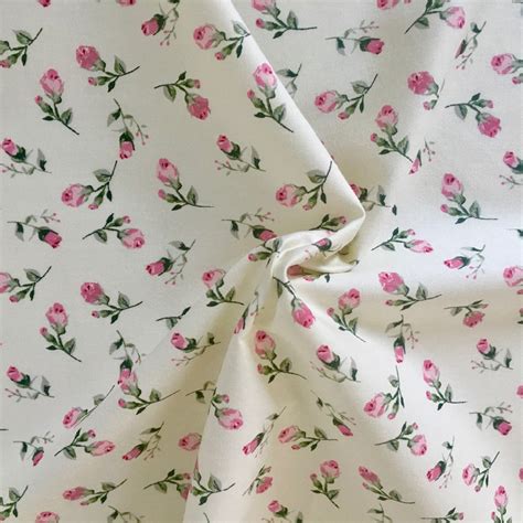 Cotton Rosebud Fabric Rose And Hubble Cotton Popeline Etsy