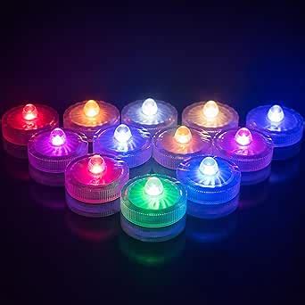 Rikiss Lot de 12 mini lampes submersibles RVB multicolores à LED pour