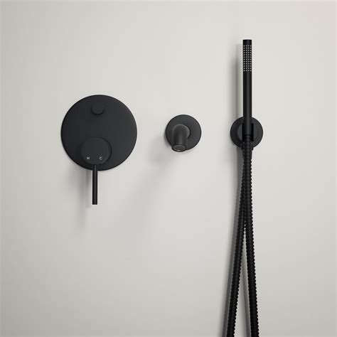 Lusso Luxe Matte Black Wall Mounted Bath Shower Mixer Tap