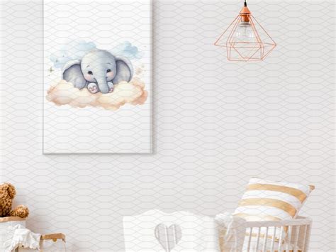 Watercolor Elephant Clipart Cute Elephant Baby Nursery Wall Etsy