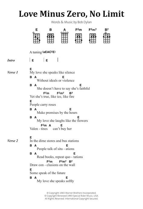 Love Minus Zerono Limit By Bob Dylan Sheet Music For Piano Vocal