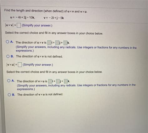 Solved Find The Length And Direction When Defined Of Uxu