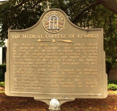 The Medical College of Georgia Historical Marker