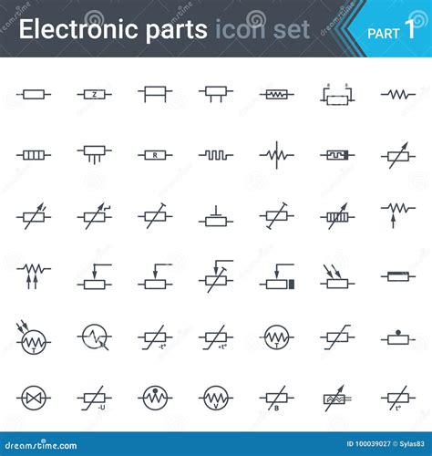 Electric and Electronic Circuit Diagram Symbols Set of Resistors Stock ...