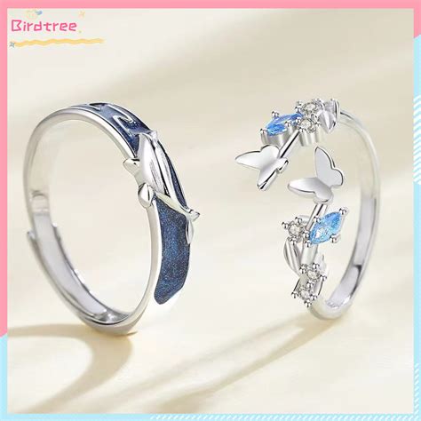 Jual COD Cincin Couple Silver Adjustable Cincin Kupu Kupu Cincin