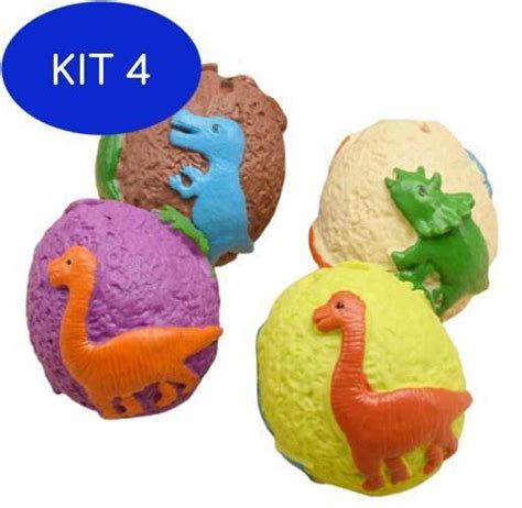 Kit Dinossauro Ovo Bolinha Anti Stress Relaxante Apertar Squishies