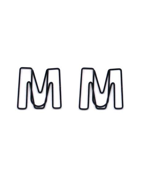 Paper Clip Coated Letter M Shape Alphabet Clips Bookmarks Black