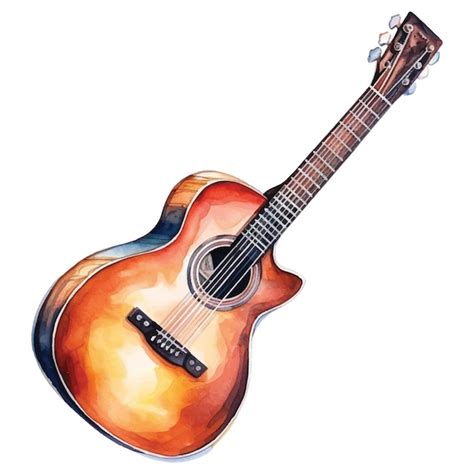 Premium Vector Watercolor Acoustic Guitar On White Background