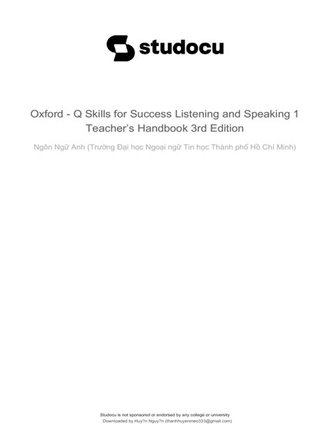 Oxford Q Skills For Success Listening And Speaking Teachers Handbook