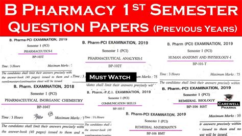 B Pharmacy St Semester Question Papers B Pharmacy Previous Year