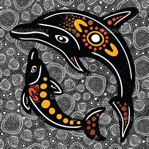 Mother and baby dolphin dot painting - Aboriginal - Download Graphics ...