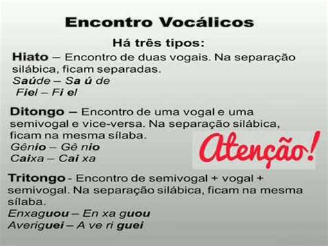 Encontros Voc Licos Ditongo Tritongo E Hiato Youtube