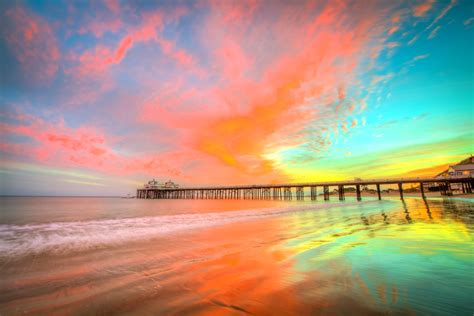 Malibu Pier Sunset Magnificent Malibu Beach Vista Rainbow Flickr