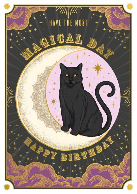 Magical Day Black Cat Birthday Card Paper Tiger