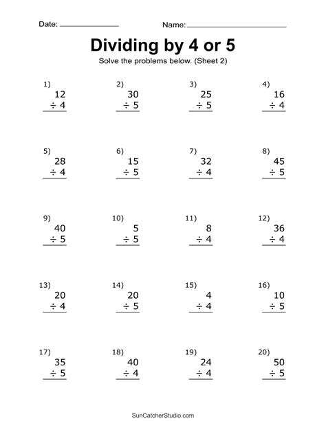 Division Worksheets And Problems Free Printable Math Drills Diy