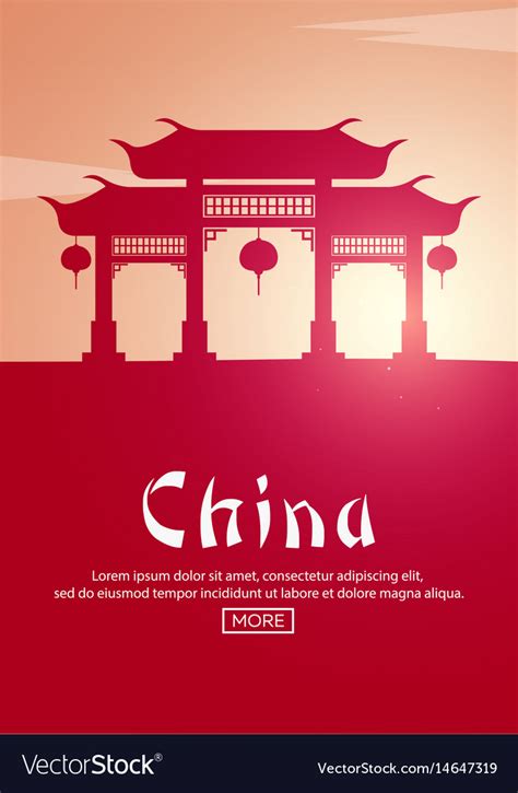 Travel poster to china landmarks silhouettes Vector Image