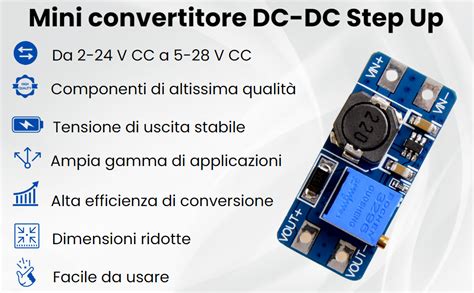 DC DC Step Up Boost Converter 2V 24V Fino A 5V 28V Trasformatore Di