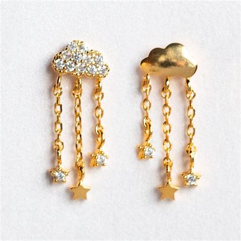 Mixed Cloud Dangle Earrings Trendy Gold Drop Earrings