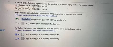 Solved For Each Of The Following Equations Find The Most