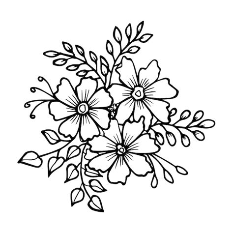 Arreglo Floral Dibujado A Mano Vector Premium