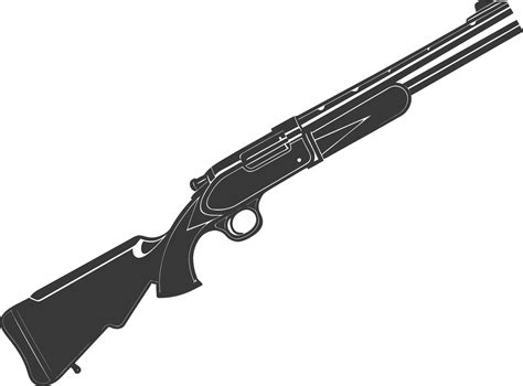 Silhouette Shotgun Gun Military Weapon Black Color Only Vector