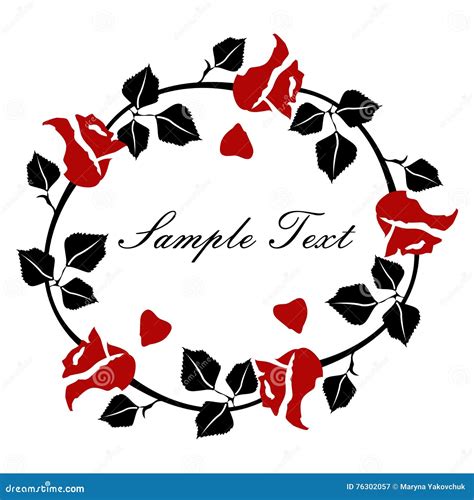 Frame With Rose Black Stock Vector Illustration Of Valentines 76302057