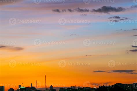 Gives A Warm Feelingsunset Behind The City Buildingsilhouette City