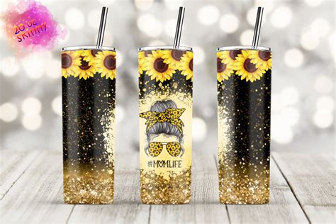 Mom Life Sunflower 20oz Skinny Tumbler Graphic By Lindesign · Creative